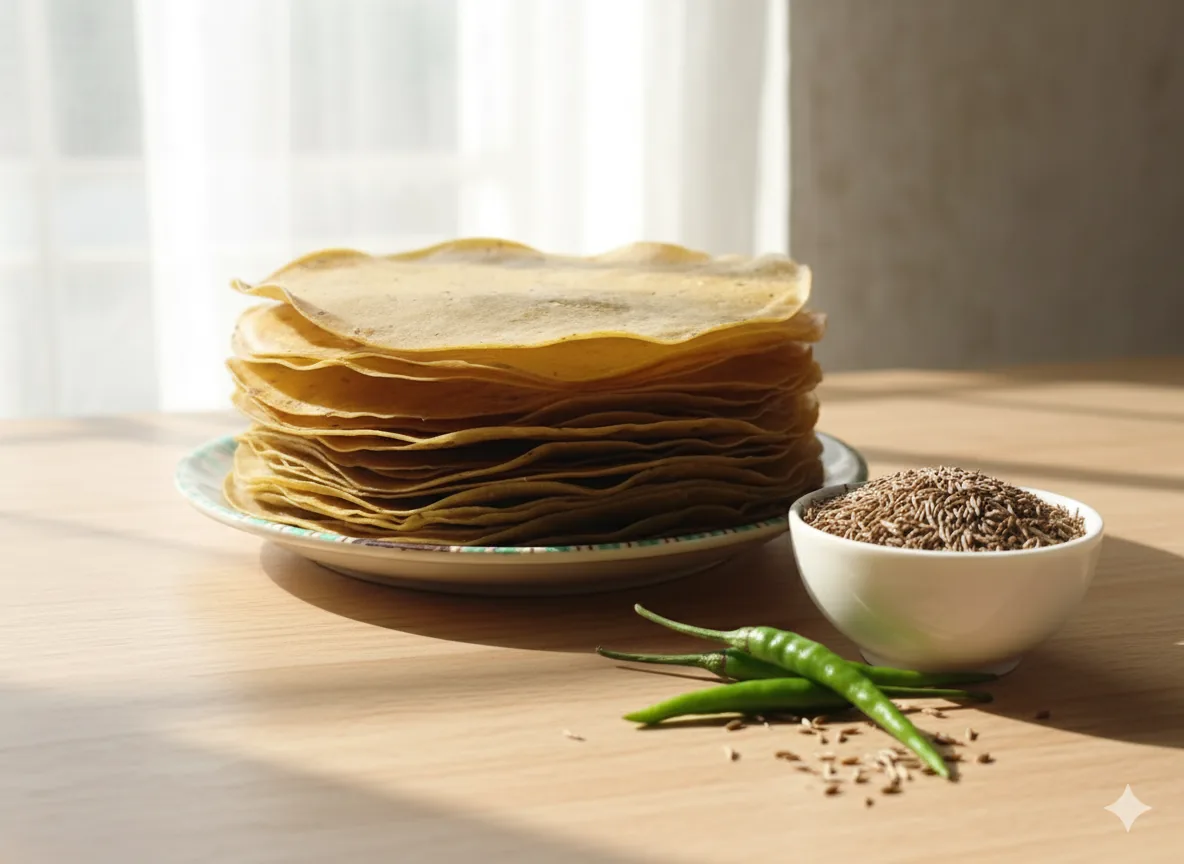 Wheat-Rice Khichiya Papad — Green Chili